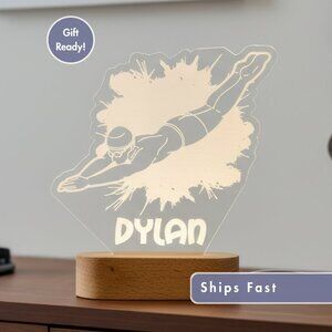Custom Swimming LED Night Light – Sporty Decor for Swim Fans